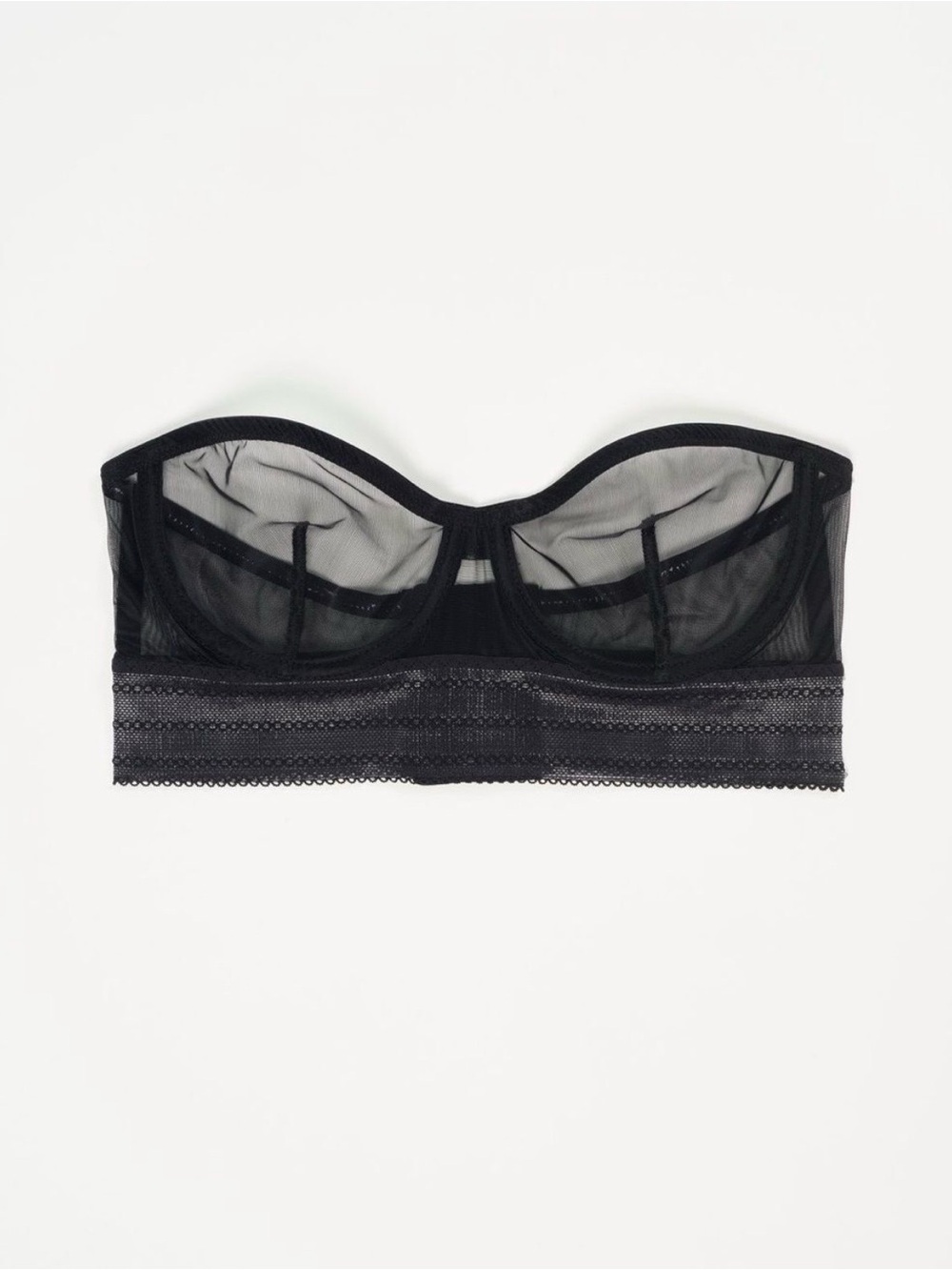 else Black Sheer Balconette Strapless Bra